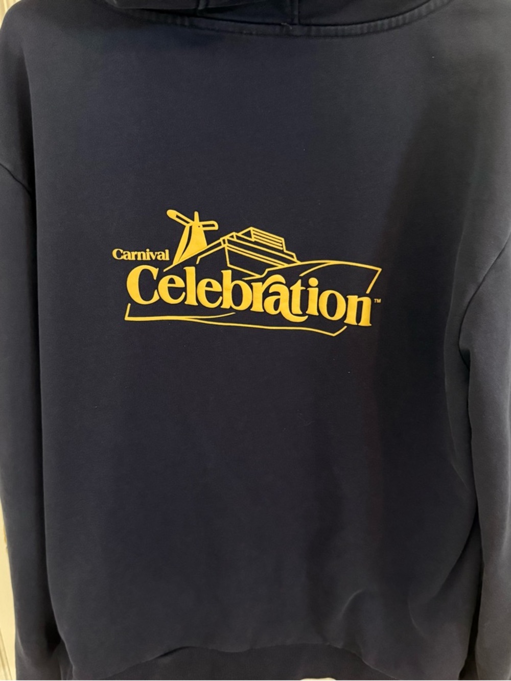 Carnival Celebration Inaugural Cruise Navy Zip-Up Hoodie Jacket Gold Logo SZ XL - Picture 3 of 6